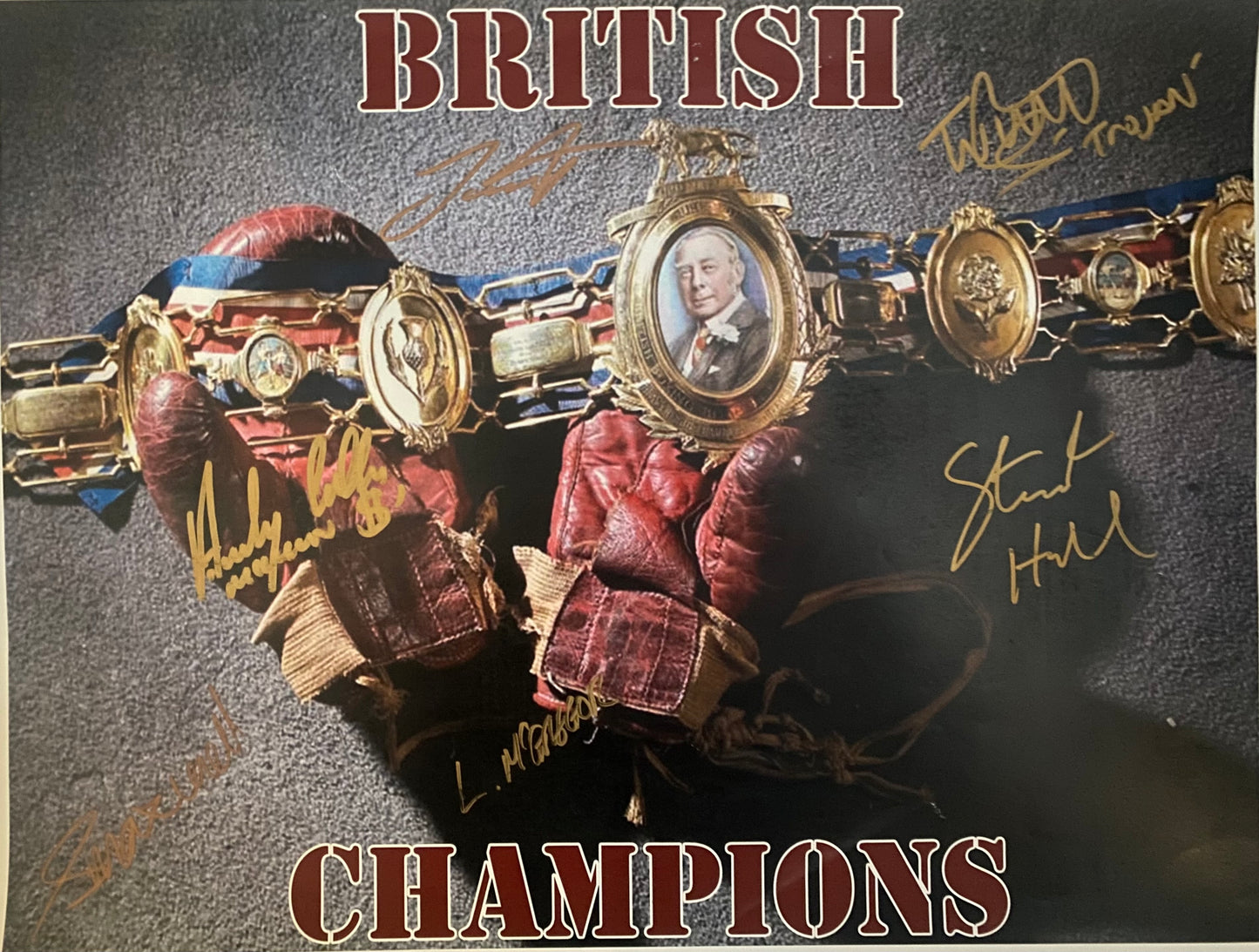 16x12 British champions poster signed by 6 former British boxing champions