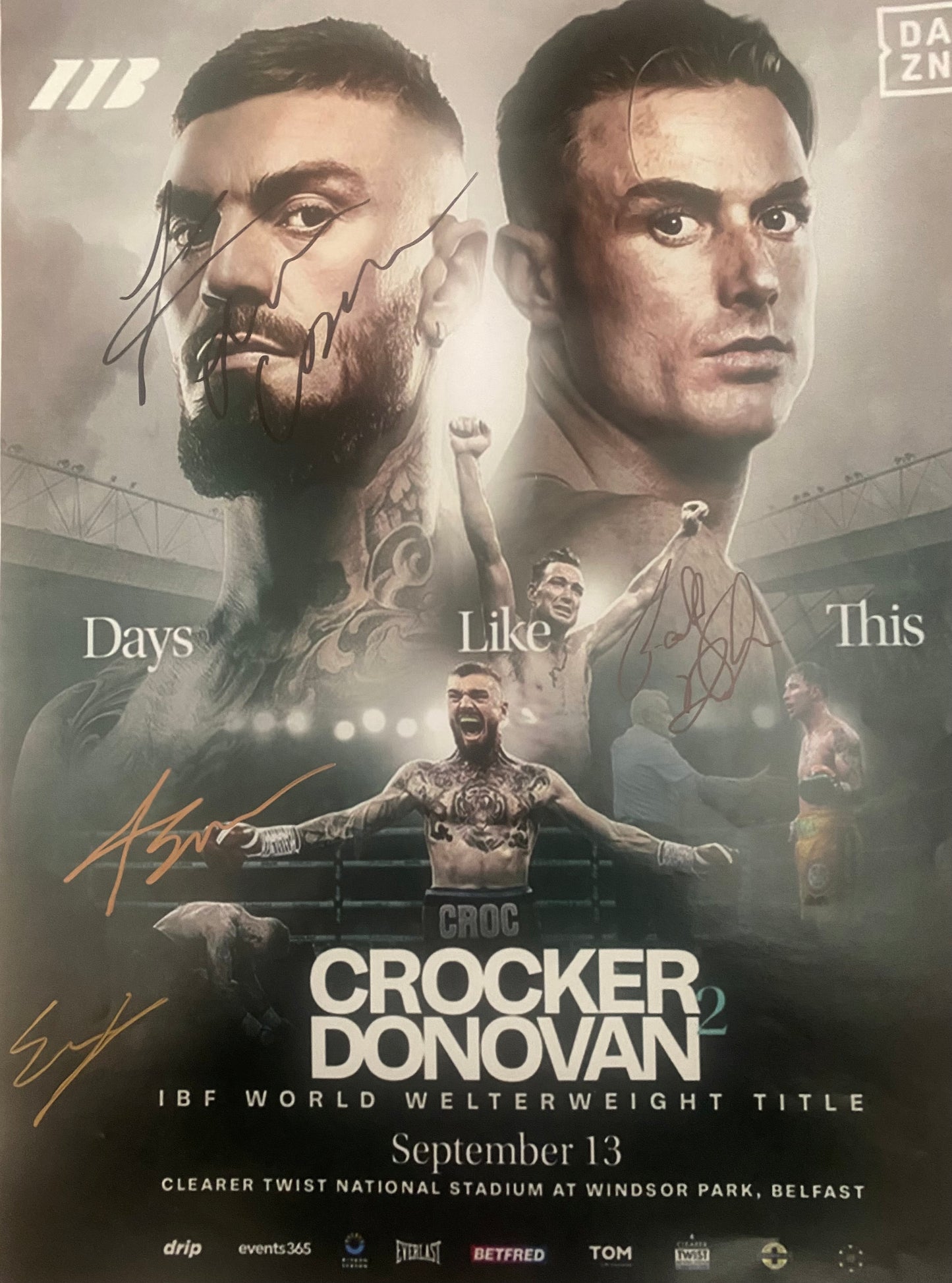 16x12 inch poster signed by Lewis Crocker, Paddy Donovan, Eddie Hearn & Frank Smith