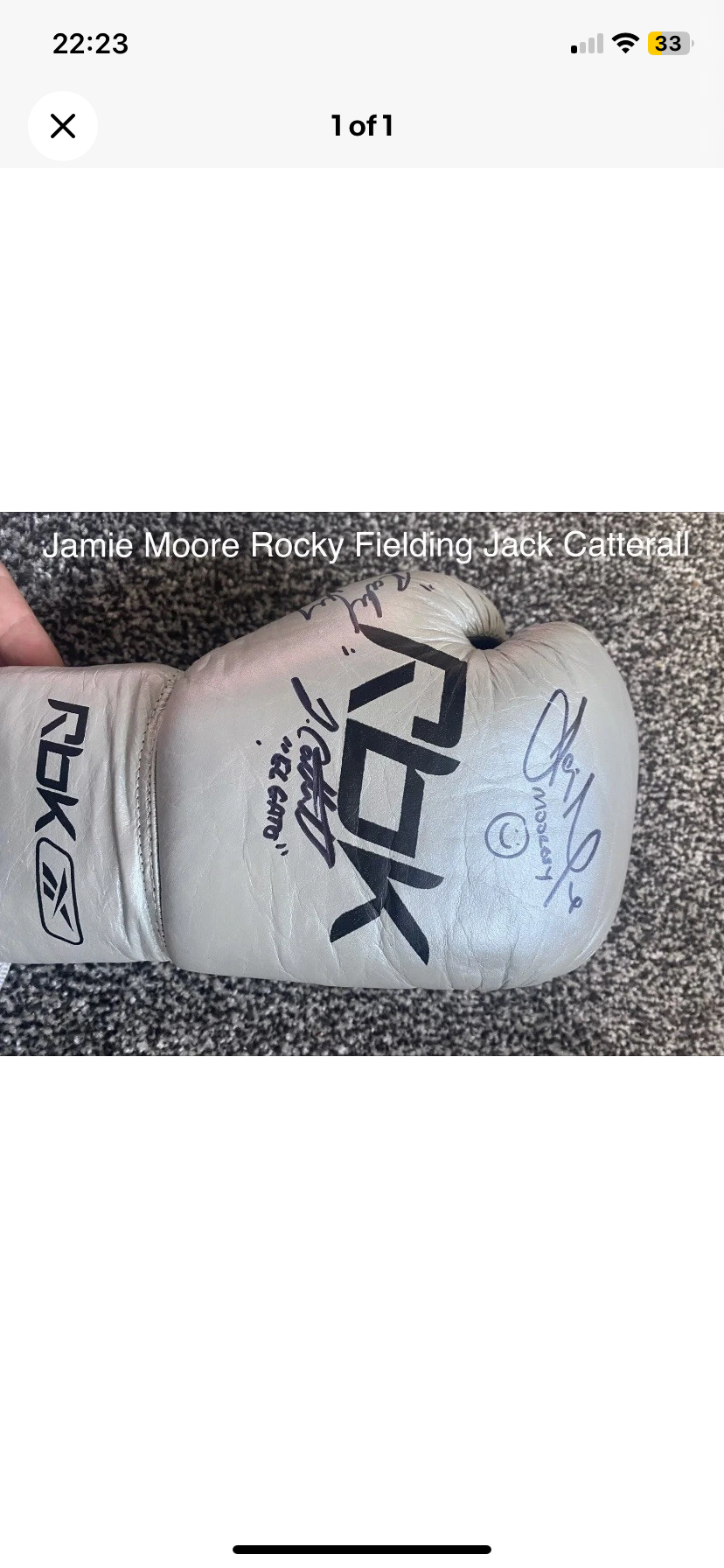 Jamie Moore Rocky Fielding Jack Catterall Signed Reebok Boxing Glove