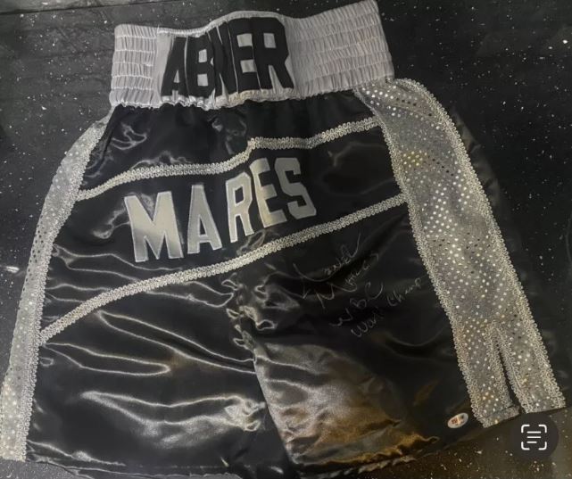 Abner Mares (3 division world champion) signed customised shorts
