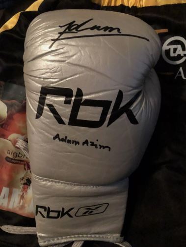 Adam Azim (IBO world champion) signed siver Reebok Boxing Glove