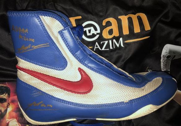 Adam Azim (IBO world champion) And Hassan Azim Duel Signed Nike Boxing Boot