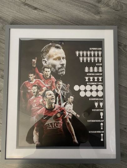 Ryan Giggs signed & framed 20xi6 inch poster
