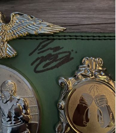 Custom boxing belt signed by 7 world champions and 3 top prospects
