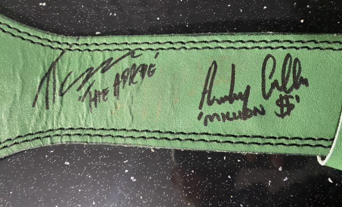Custom boxing belt signed by 7 world champions and 3 top prospects