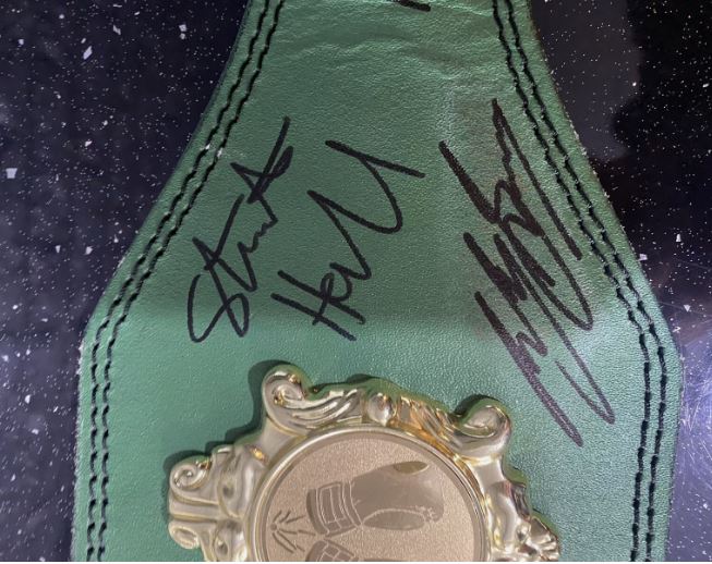 Custom boxing belt signed by 7 world champions and 3 top prospects