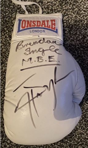 Brendon Ingle & Johnny Nelson duel signed white Lonsdale boxing glove