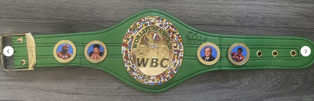 WBC mini world championship belt signed by Natasha Jonas