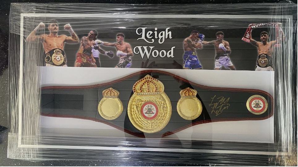 Leigh Wood signed and framed W.B.A mini world title belt