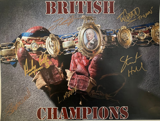 16x12 British champions poster signed by 6 former British boxing champions