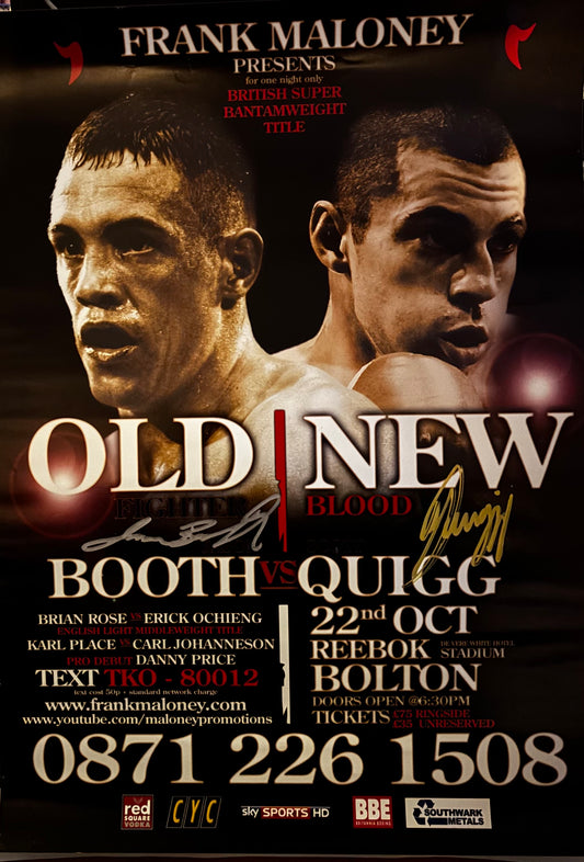 Scott Quigg vs Jason Booth duel signed fight poster