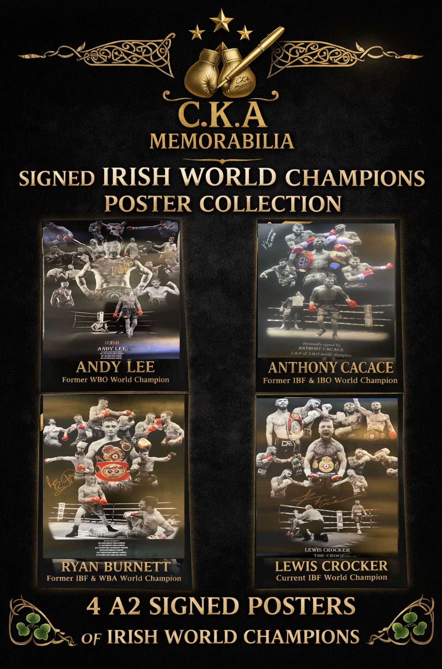 The "Irish Boxing Icons" Custom A2 Poster Collection – Set of 4 Signed Limited Editions