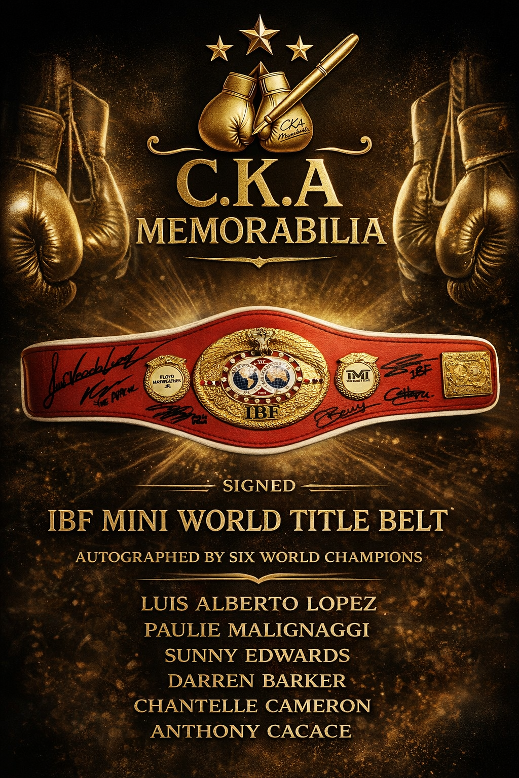 IBF mini belt signed by 6 IBF world champions