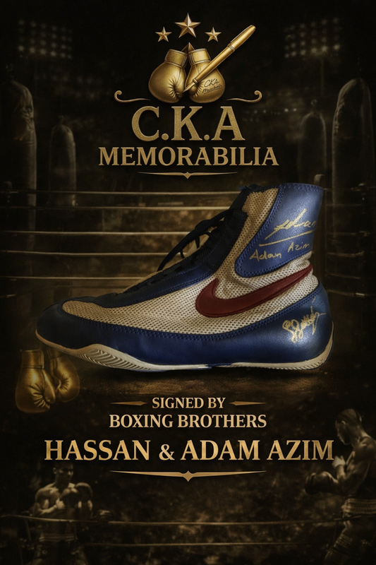 Adam Azim (IBO world champion) And Hassan Azim Duel Signed Nike Boxing Boot