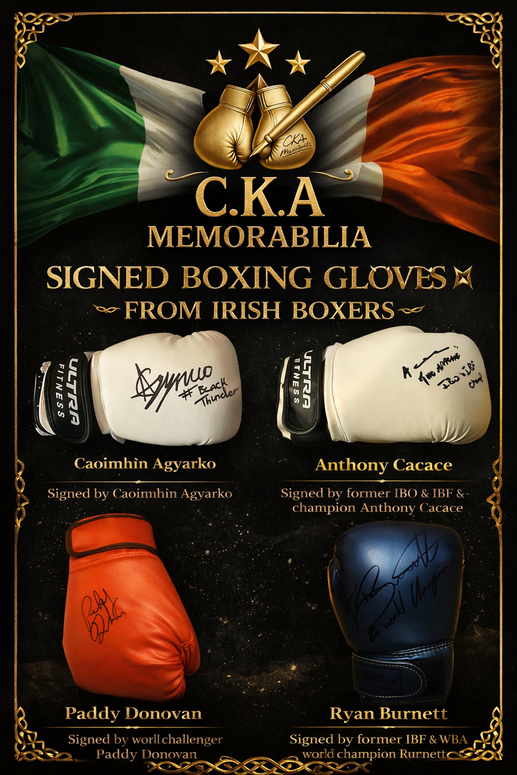 The Irish Boxing Champions: Signed Glove Collection (Set of 4)