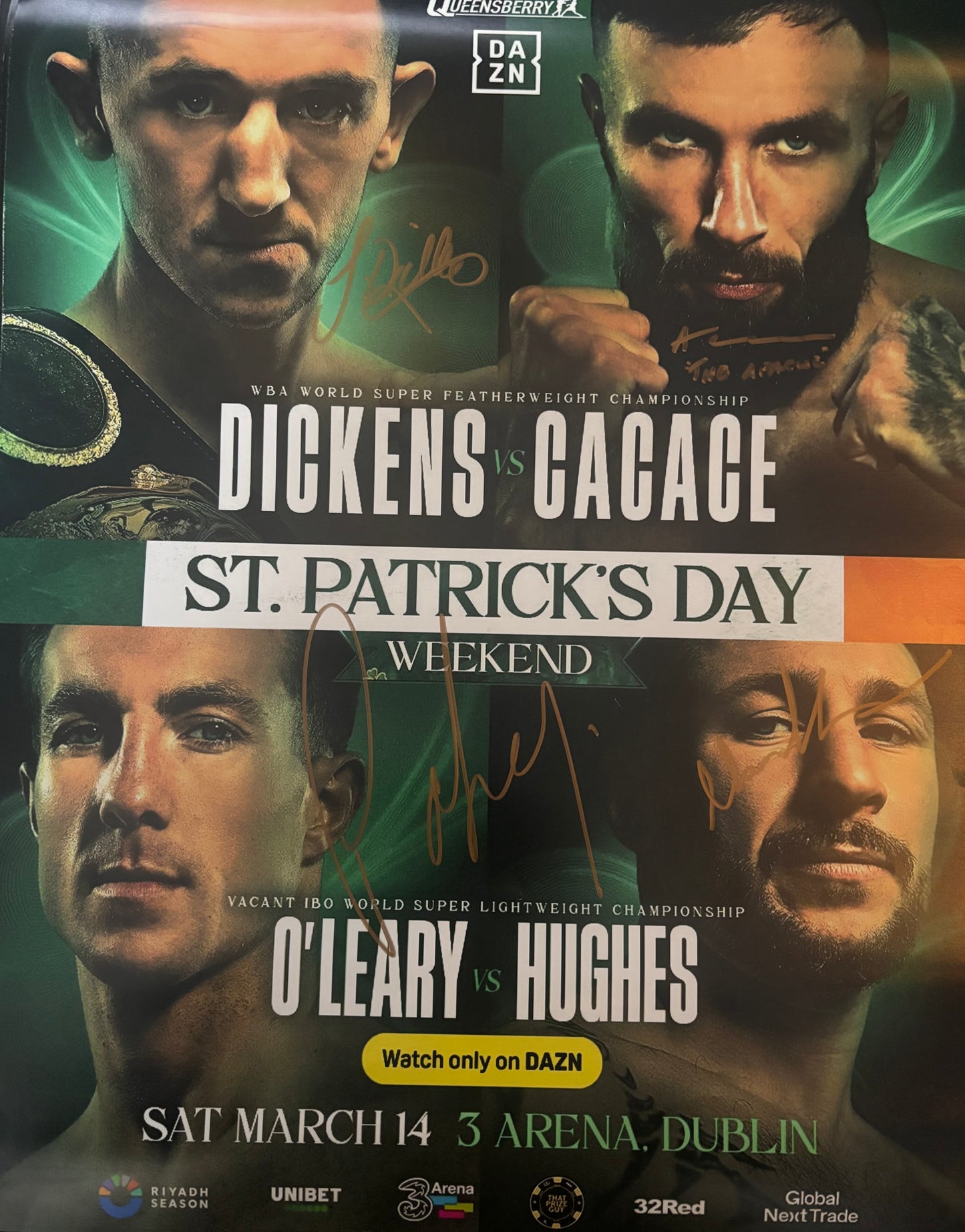 Dual-World Title Signed Fight Poster
Dickens vs. Cacace | O'Leary vs. Hughes