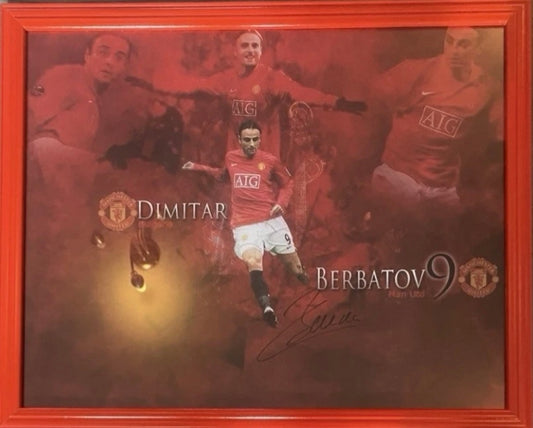 Dimitar Berbatov Manchester United Signed & Framed 20x16 Inch Poster