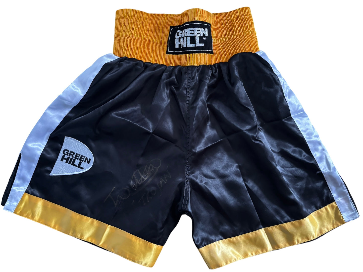 'Trojan' Troy Williamson signed GreenHill boxing shorts
