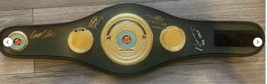 IBO mini belt signed by (Anthony Cacace,Padraig McCrory,Caroline,Dubois Mimoune)