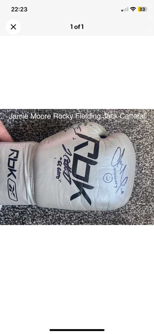 Jamie Moore Rocky Fielding Jack Catterall Signed Reebok Boxing Glove