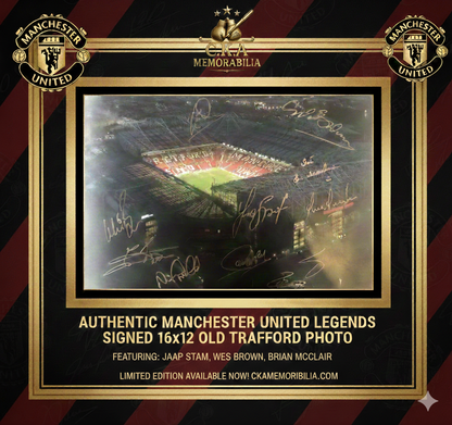 Manchester United legends signed 16x12 photo of Old Trafford