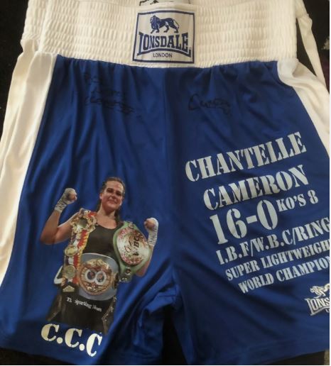 Chantelle Cameron (former undisputed world champion) Signed Custom Boxing Shorts