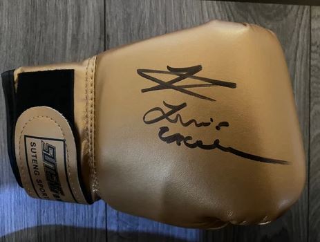 Lewis Crocker signed gold boxing glove