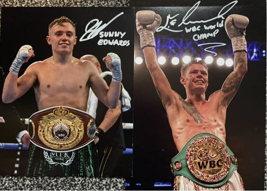 Sunny Edwards (former IBF world champion) & Charlie Edwards (former WBC world champion) signed photos