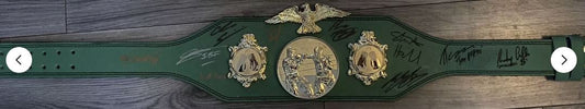 Custom boxing belt signed by 7 world champions and 3 top prospects