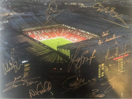 Manchester United legends signed 16x12 photo of Old Trafford