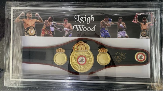 Leigh Wood signed and framed W.B.A mini world title belt